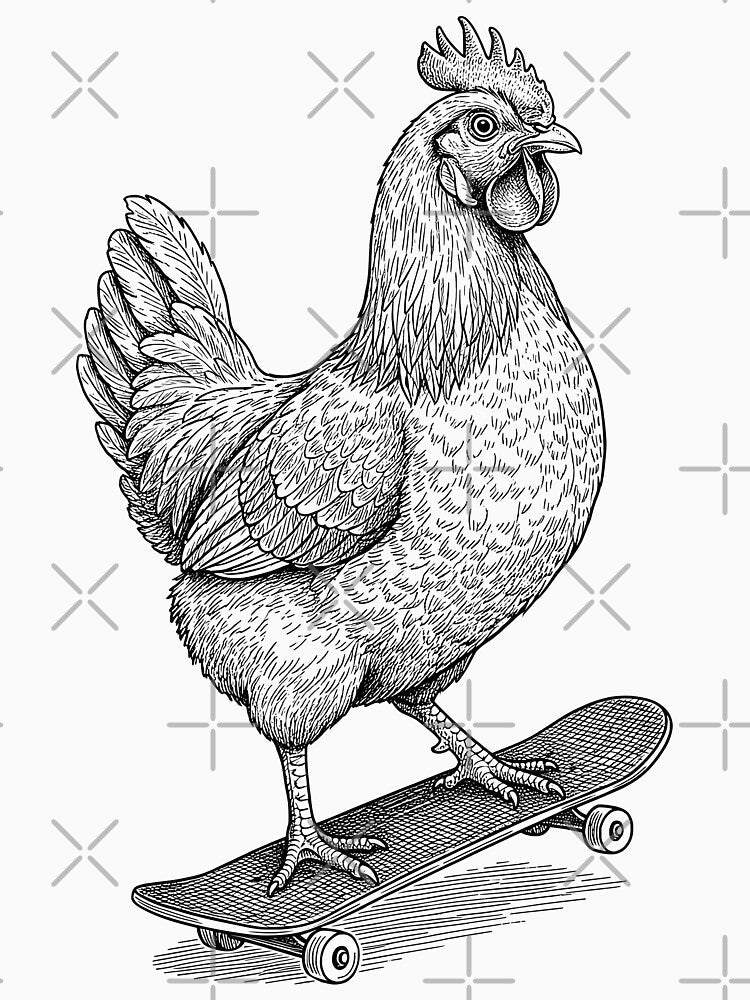 Skater Skateboarder Chicken Funny Animal Skateboarding by GrandeDuc Unisex , , , Long Sleeve Tee