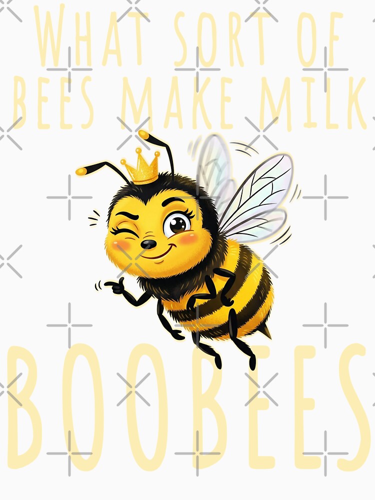 Sassy bee What sort of bees make milk? Boobees! Funny retro bee dad joke by KHWD Unisex , , , Long Sleeve Tee