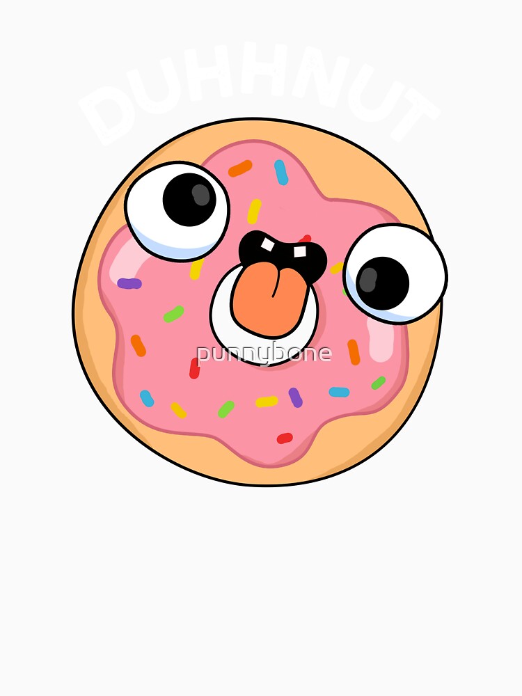 Duhh-nut Funny Silly Donut Pu(Dark BG) by punnybone Unisex , , , Long Sleeve Tee