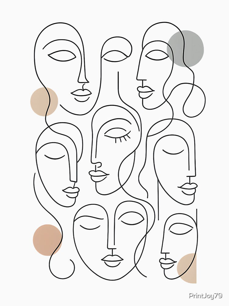 Minimalist Abstract Faces Line Art Design by PrintandJoy