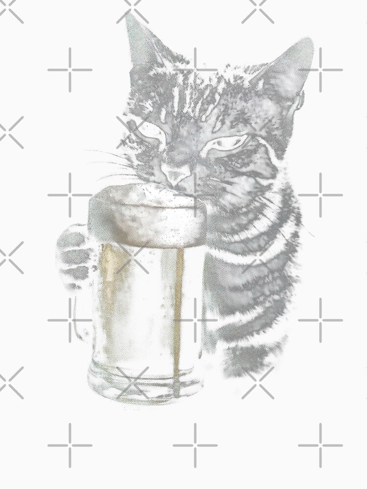 Cat drinking beer y2k by LiuTiuuu Unisex , , , Long Sleeve Tee