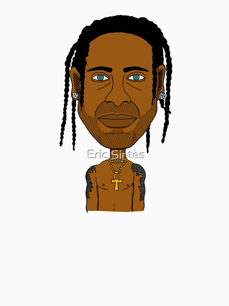 Cool Cartoon Black Guy with Dreads, Green Eyes and Gold Ankh Chain. by Eric Sintès Unisex , , , Long Sleeve Tee