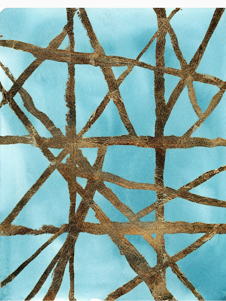 Aqua & Gold Mid Century Lines by LisaGolightly