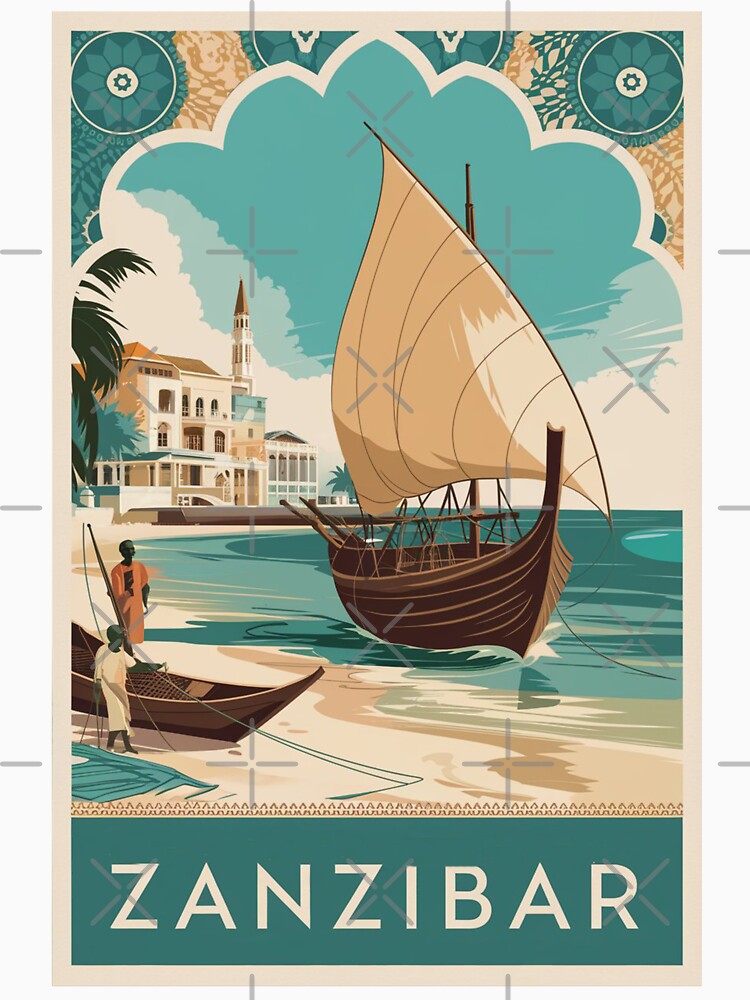 Zanzibar Vintage Travel Poster by TravelerRat Unisex , , , Long Sleeve Tee