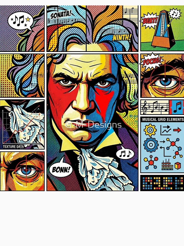 Pop Art Graphic Ludwig van Beethoven Composer by G-M-Designs Unisex , , , Long Sleeve Tee
