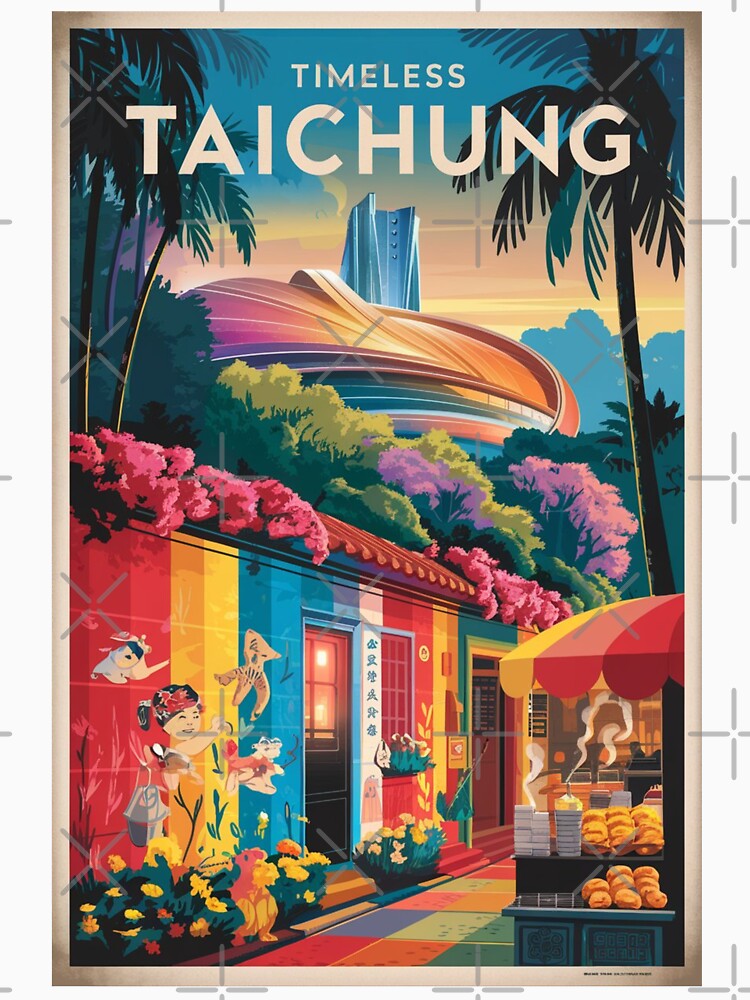 Taichung Vintage Travel Poster by TravelerRat Unisex , , , Long Sleeve Tee