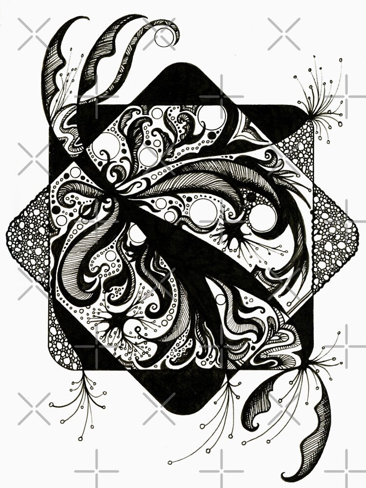 No Boundaries – Abstract Ink Drawing with Flowing Leaves & Shapes by DanielleJScott.com