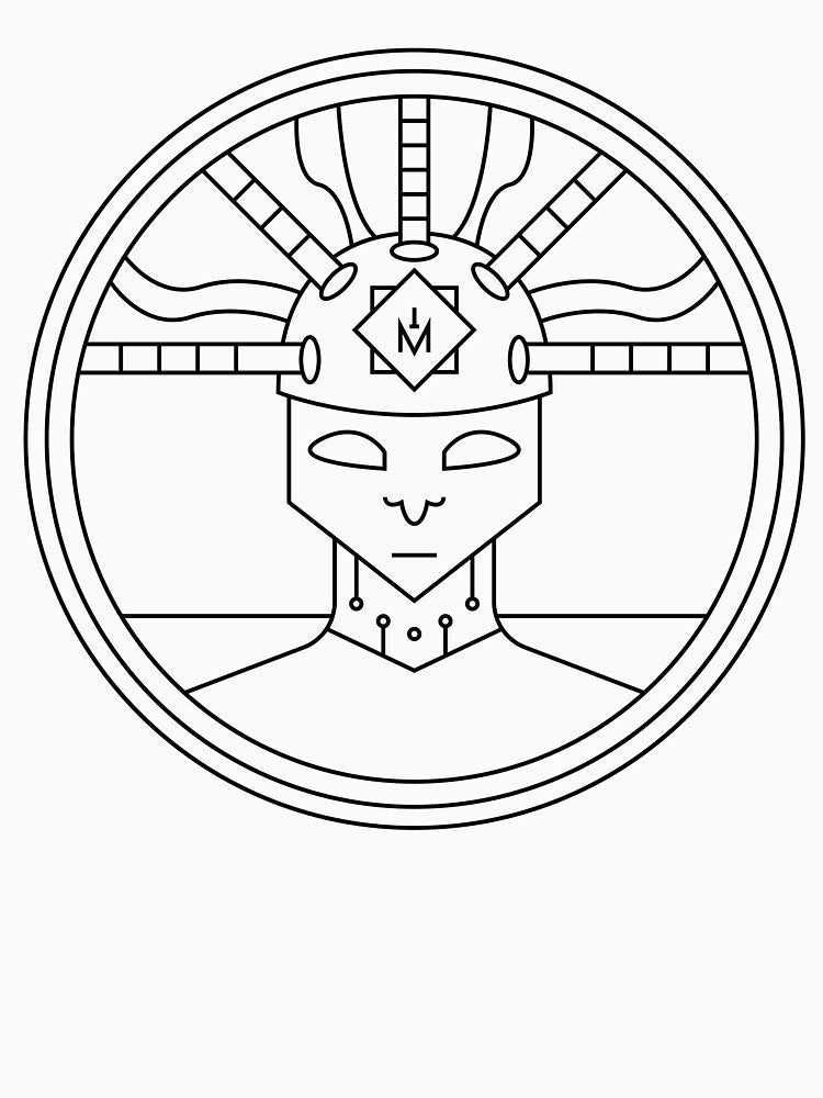 Portrait of a figure with technological headgear in a circle by estebansequeira