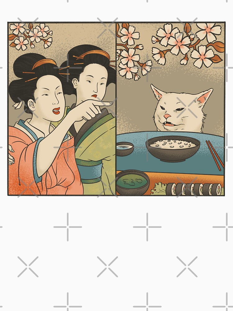 Japanese woman yells at cat meme by Rob-Son Unisex , , , Long Sleeve Tee