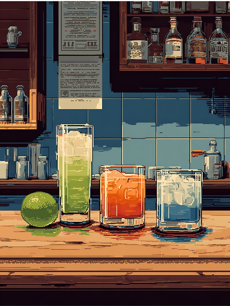 Retro Pixel Art Drink by bapupa Unisex , , , Long Sleeve Tee