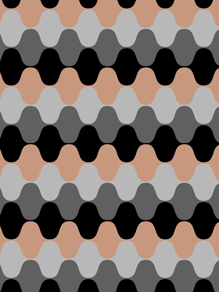 Tan Black and Gray Retro Wavy Stripe Pattern Pairs DE 2022 Popular Color Chinook Salmon DET456 by ColorOfTheYears