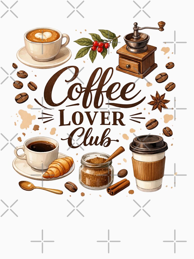 Coffee Lover Club – Aesthetic Coffee Quote Design for Coffee Lovers by Sanika arts Unisex , , , Long Sleeve Tee