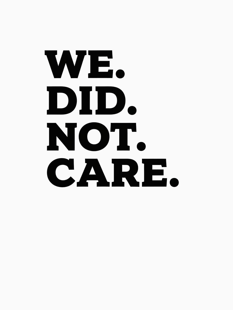 We Did Not Care Sarcastic Bold Minimalist Slogan for Rebellious Spirits by LeoBechs