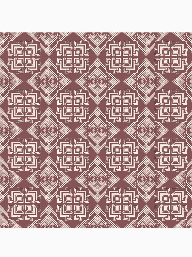 Beige floral seamless pattern on maroon background. Ethnic repeat print with bohemian by zephstudoartist