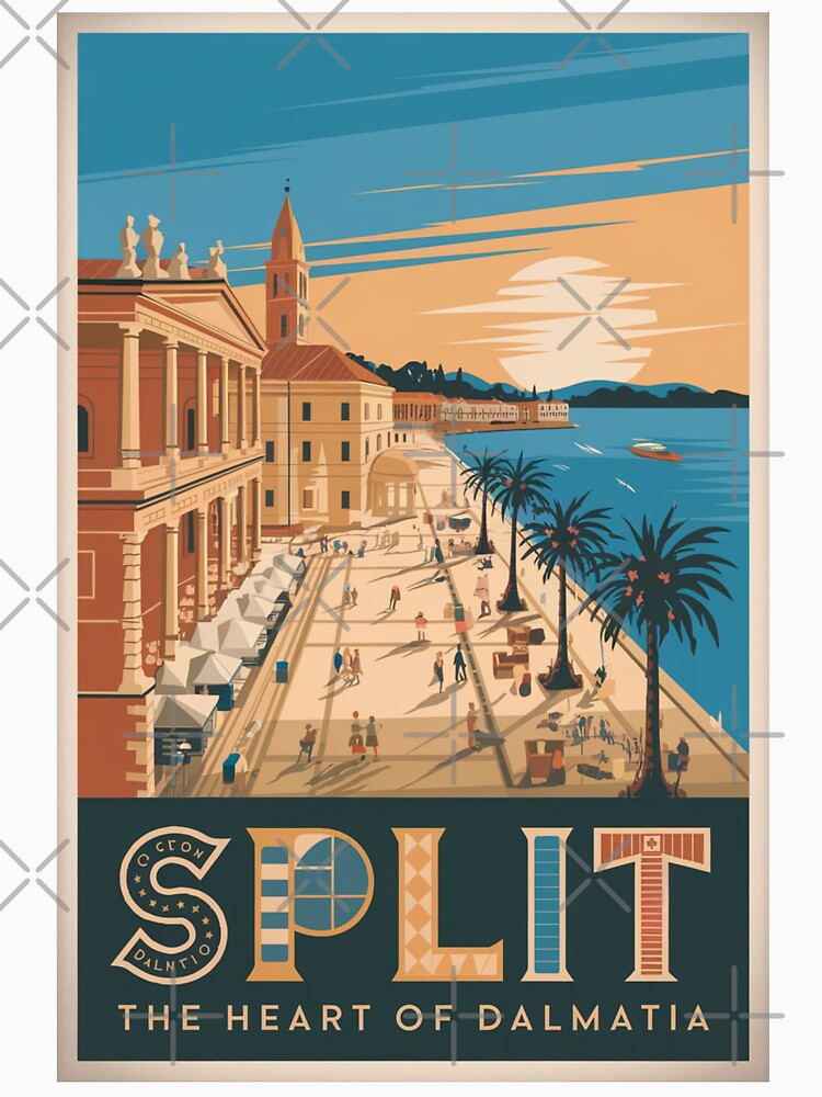 Split Vintage Travel Poster by TravelerRat Unisex , , , Long Sleeve Tee