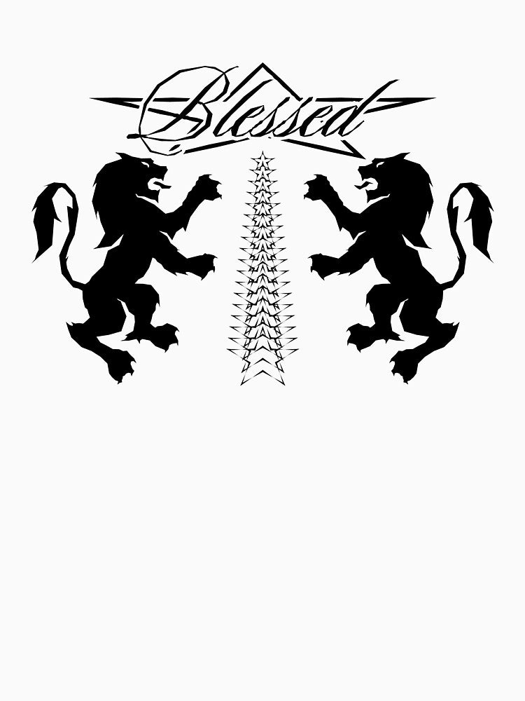 Blessed Lions Zigzag Stars Vintage Style Design by DWZ Design