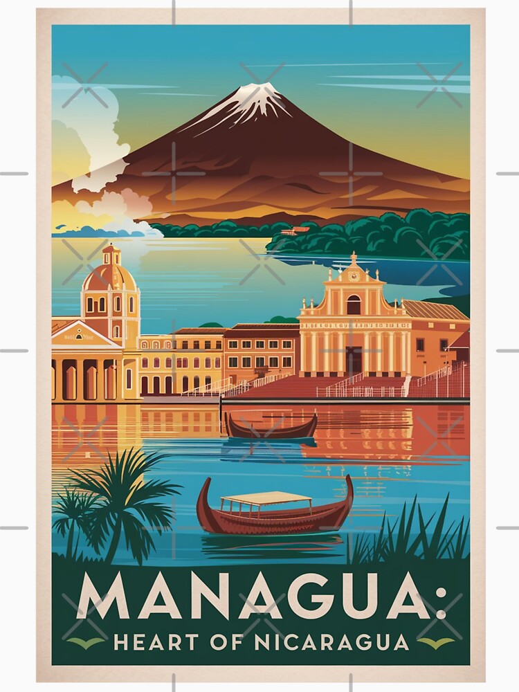 Managua Vintage Travel Poster by TravelerRat Unisex , , , Long Sleeve Tee
