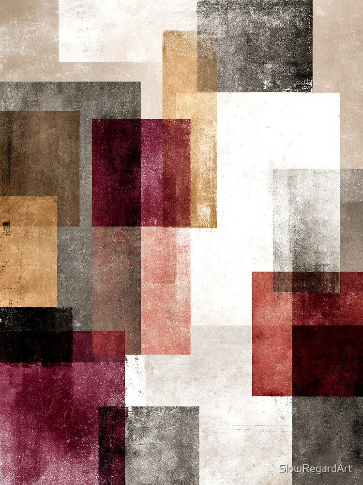Textured Geometric Color Block Abstract in Earth Tones by SlowRegardArt