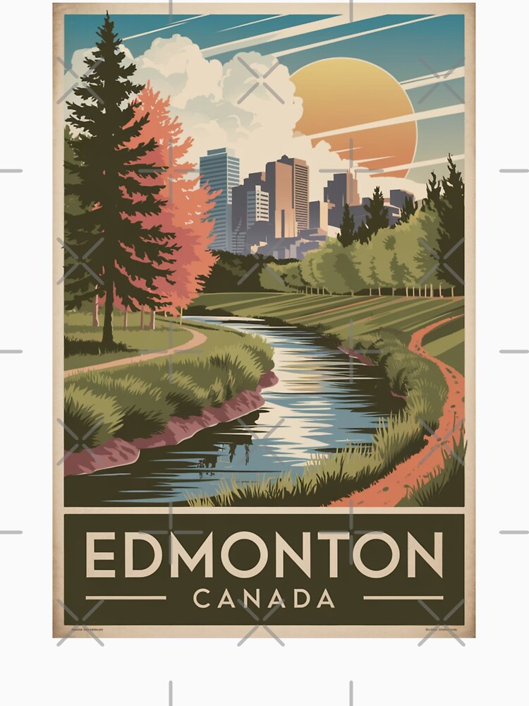 Edmonton Vintage Travel Poster by TravelerRat Unisex , , , Long Sleeve Tee