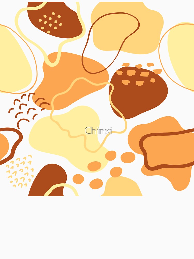 Mid century abstract shapes pattern (terracotta beige on white background) by Chinxi