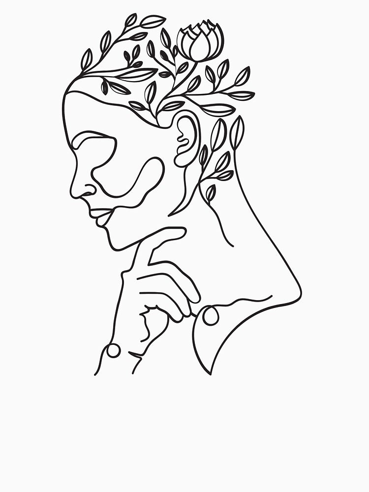 Continuous Line Drawing Botanical Portrait | Simple Nature Aesthetic by ZentroShop