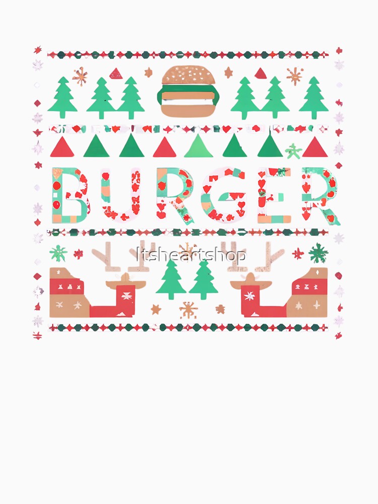 Burger Ugly Christmas Sweater by Itsheartshop Unisex , , , Long Sleeve Tee