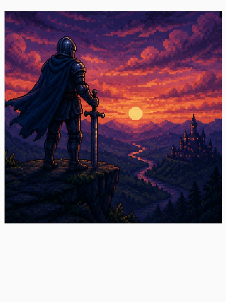 Journey Ahead - Pixel Knight And Fantasy Landscape by Nol1ytv Unisex , , , Long Sleeve Tee