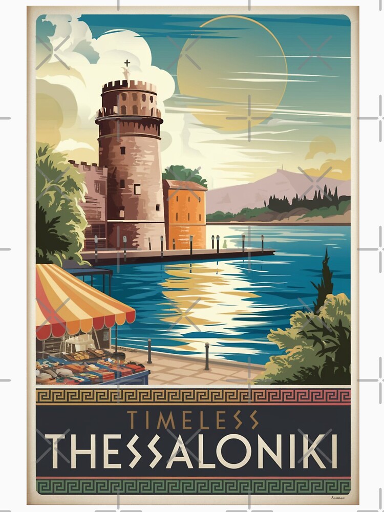 Thessaloniki Vintage Travel Poster by TravelerRat Unisex , , , Long Sleeve Tee
