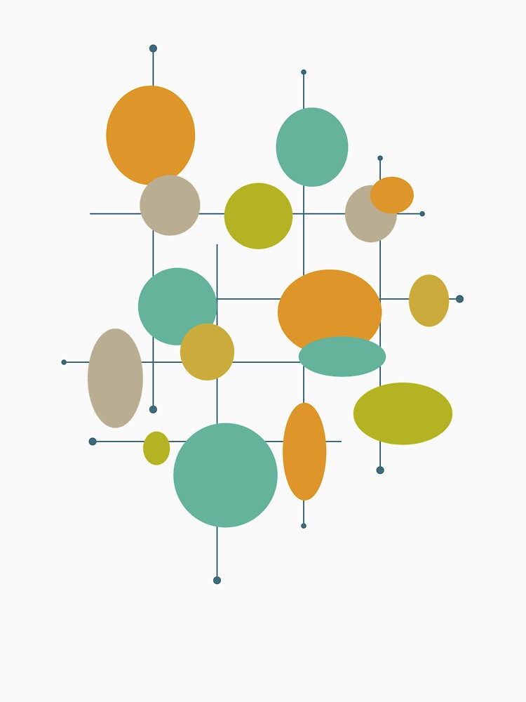 Mid Century Circles Orange Green Turquoise by Orchard Berry