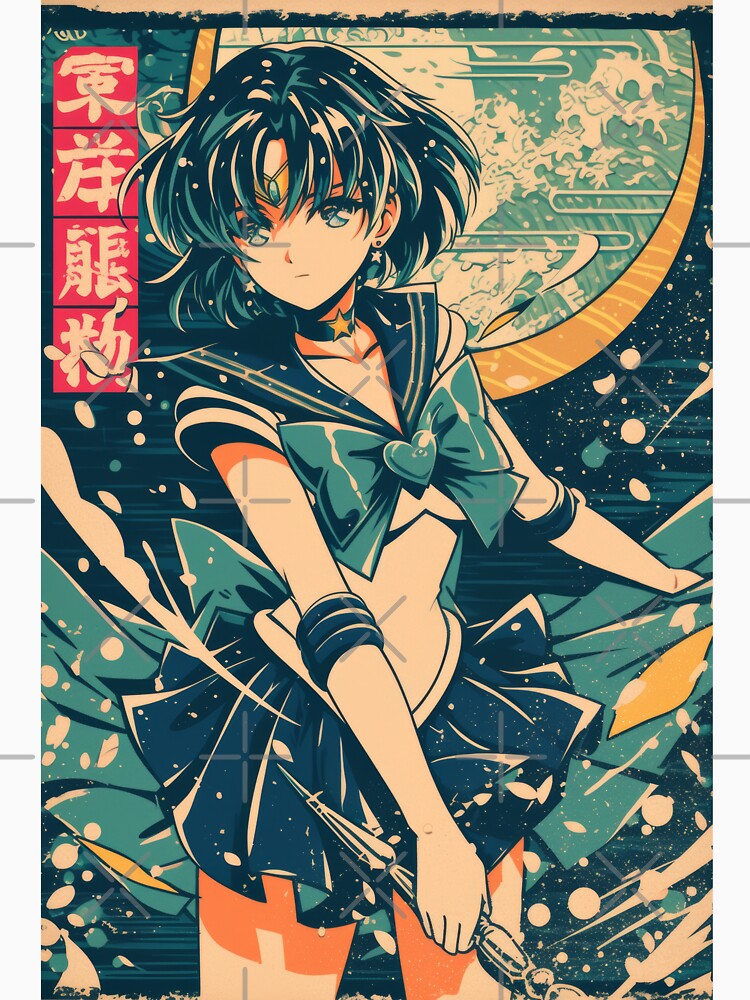 Sailor Mercury Vintage Poster by AnimeArsenalPrints Unisex , , , Long Sleeve Tee