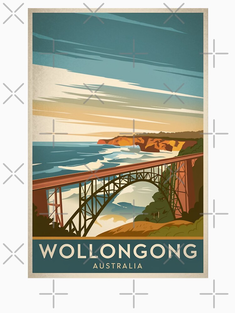 Wollongong Vintage Travel Poster by TravelerRat Unisex , , , Long Sleeve Tee