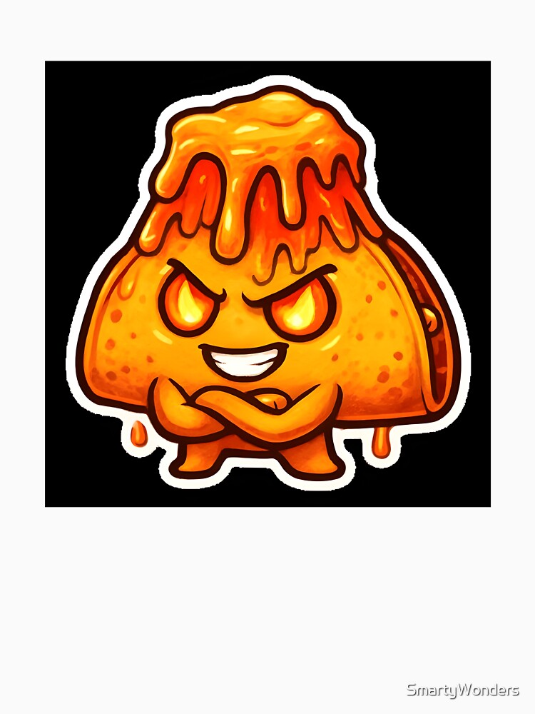 Volcano Taco Boss Kawaii Spicy Food Mascot by SmartyWonders Unisex , , , Long Sleeve Tee