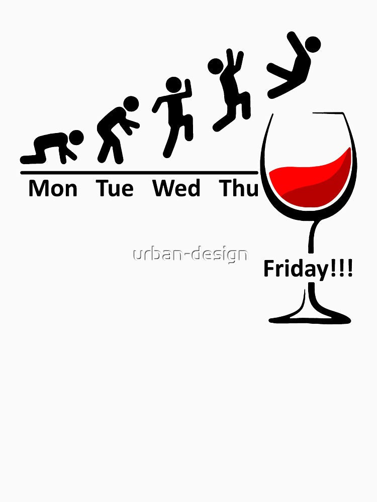 Finally Friday Wine - Red Wine Gift for Wine Drinkers Wine Lovers by urban-design Unisex , , , Long Sleeve Tee