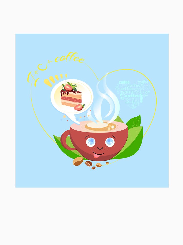 cup of coffee with a slice of cake by amatiana Unisex , , , Long Sleeve Tee