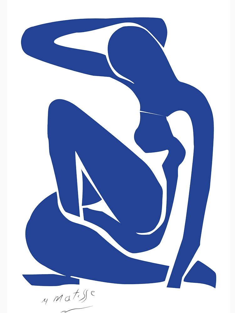 Matisse blue woman, abstract blue woman by shreya ranjan