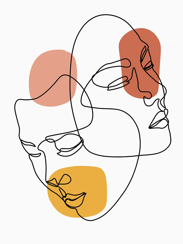 Abstract Faces in Continuous Lines – Modern Minimalist Art by byafrilaence