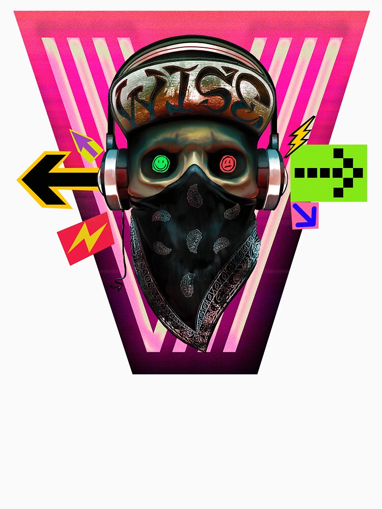 cyberpunk gangsta skull painting graphic artwork by hayrpictures Unisex , , , Long Sleeve Tee