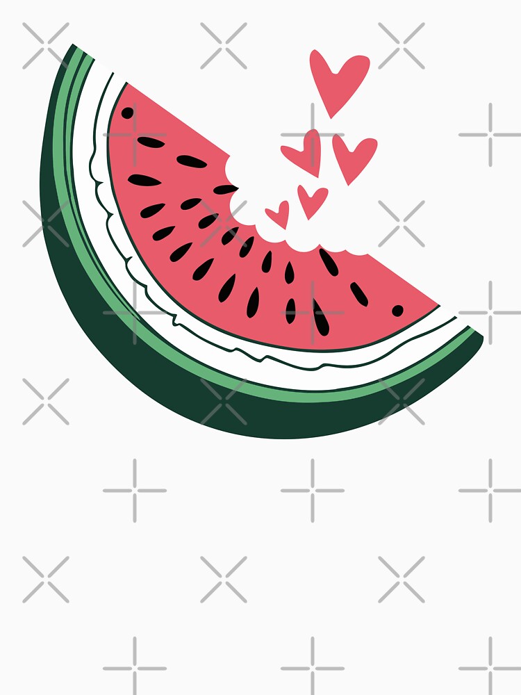 Watermelon slice hearts kawaii summer fruit eating lover art by alenaz Unisex , , , Long Sleeve Tee