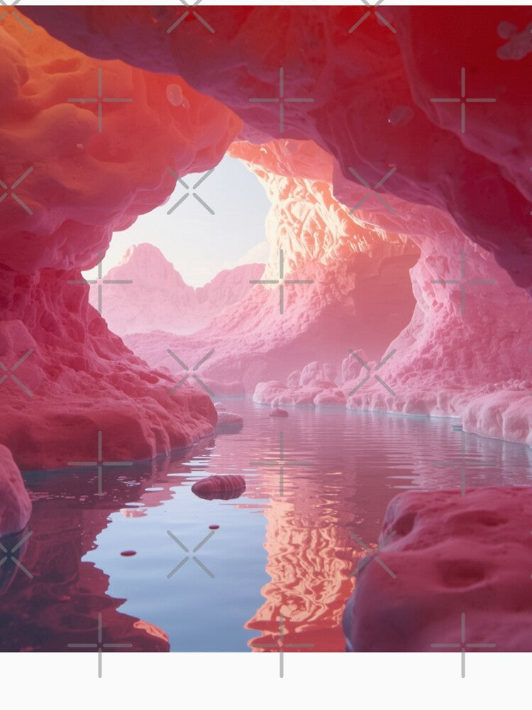 Pink Dream Cave - Surreal Landscape Art by MARSHORY Unisex , , , Long Sleeve Tee