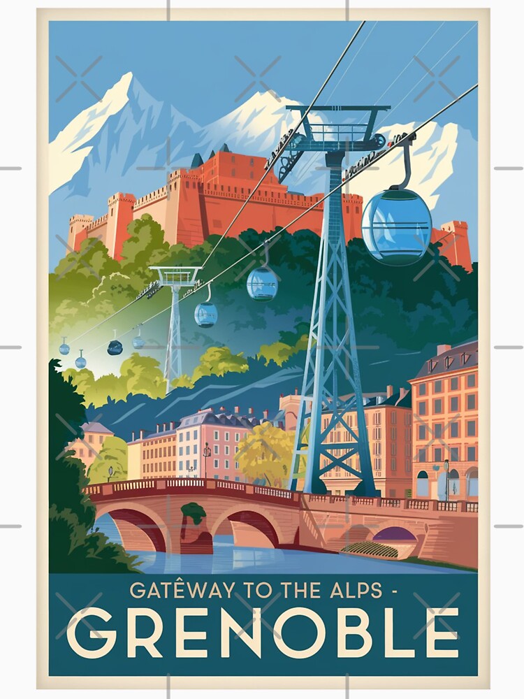 Grenoble Vintage Travel Poster by TravelerRat Unisex , , , Long Sleeve Tee
