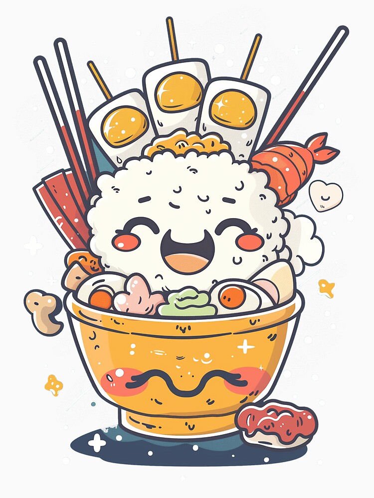 Kawai Food Kawaii Charachter by nomiraclehere Unisex , , , Long Sleeve Tee