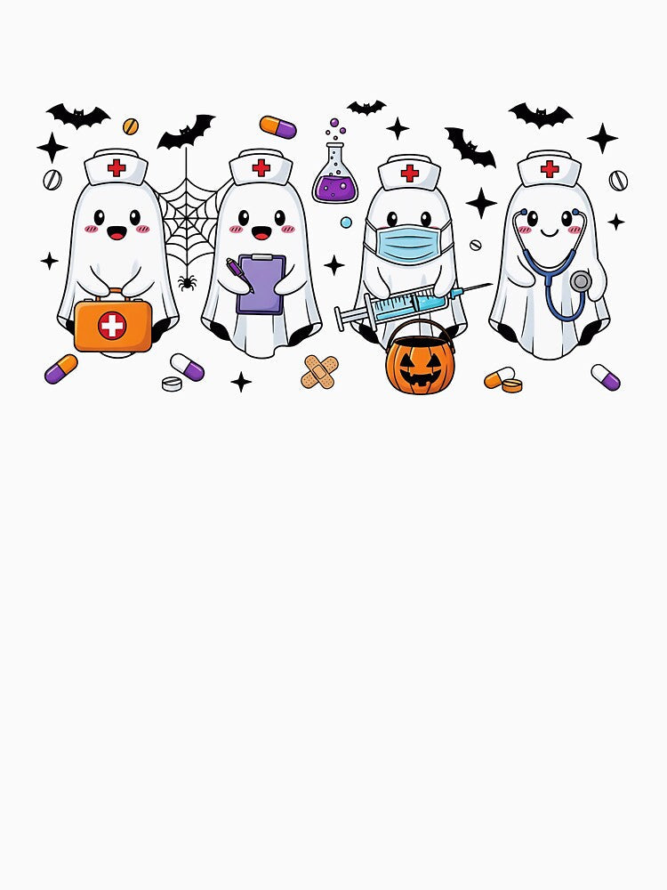 Ghost Nurses Halloween Crew Funny Nursing Gift Women by wabeen Unisex , , , Long Sleeve Tee