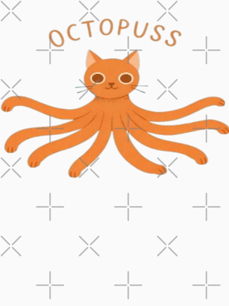 Octopuss Cat Cloth PRINT – Cute Octopus Cat Pun Illustration by PixelPopsShop