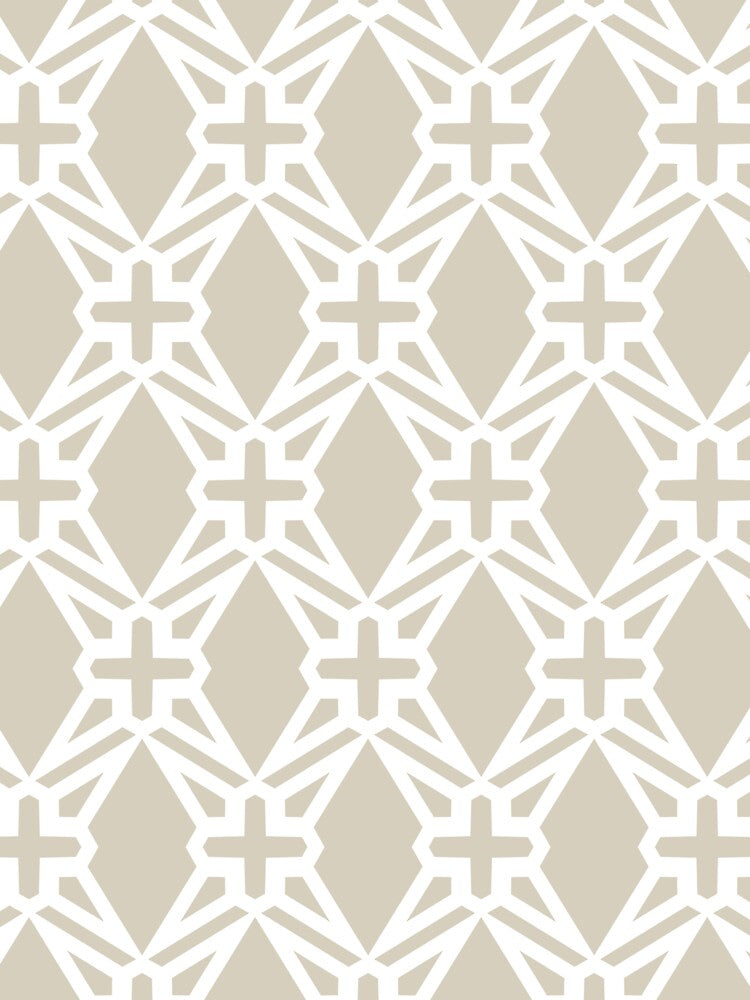 Tan and White Geometric Shape Pattern Pairs DE 2022 Popular Color Doric White DET641 by ColorOfTheYears