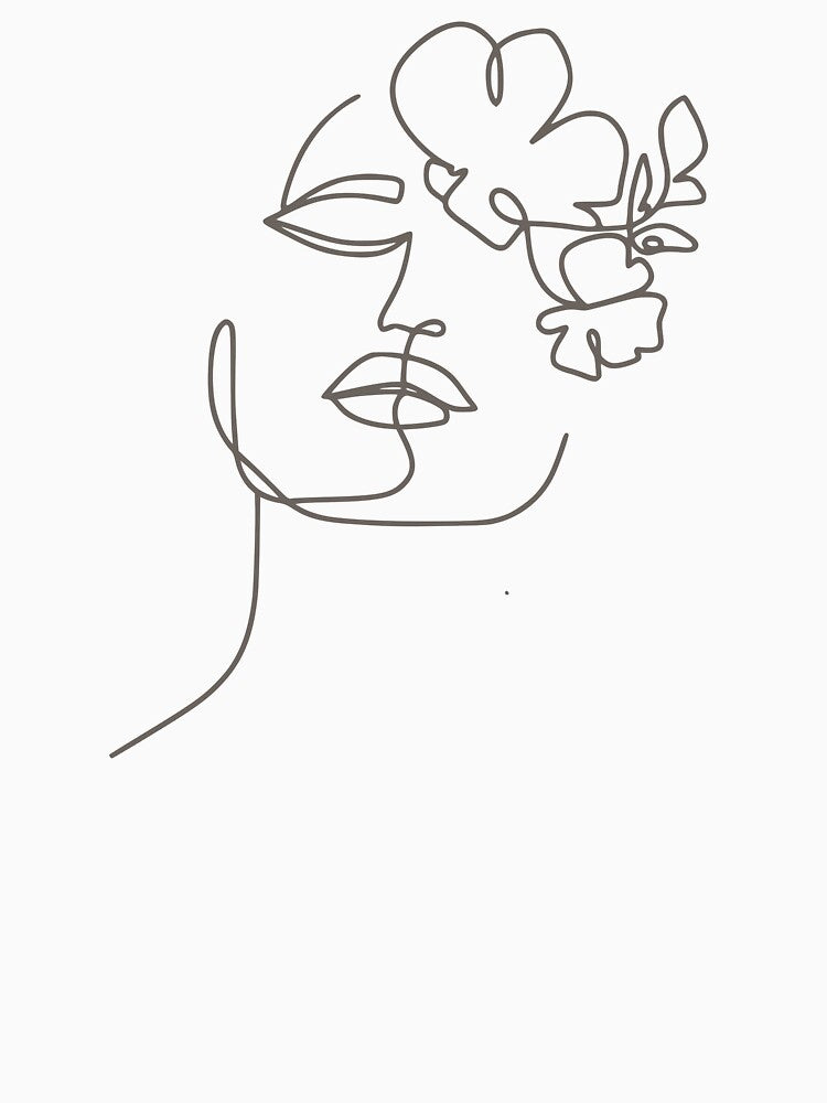 Minimalist Monoline Art: Woman and Single Bloom by ZentroShop