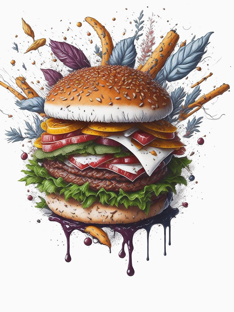 Burger Fast Food by HarshBrown Unisex , , , Long Sleeve Tee