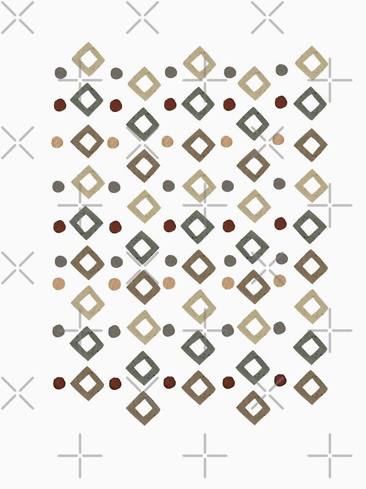 Primitive earthtone geometric stripe design by Sue Zipkin