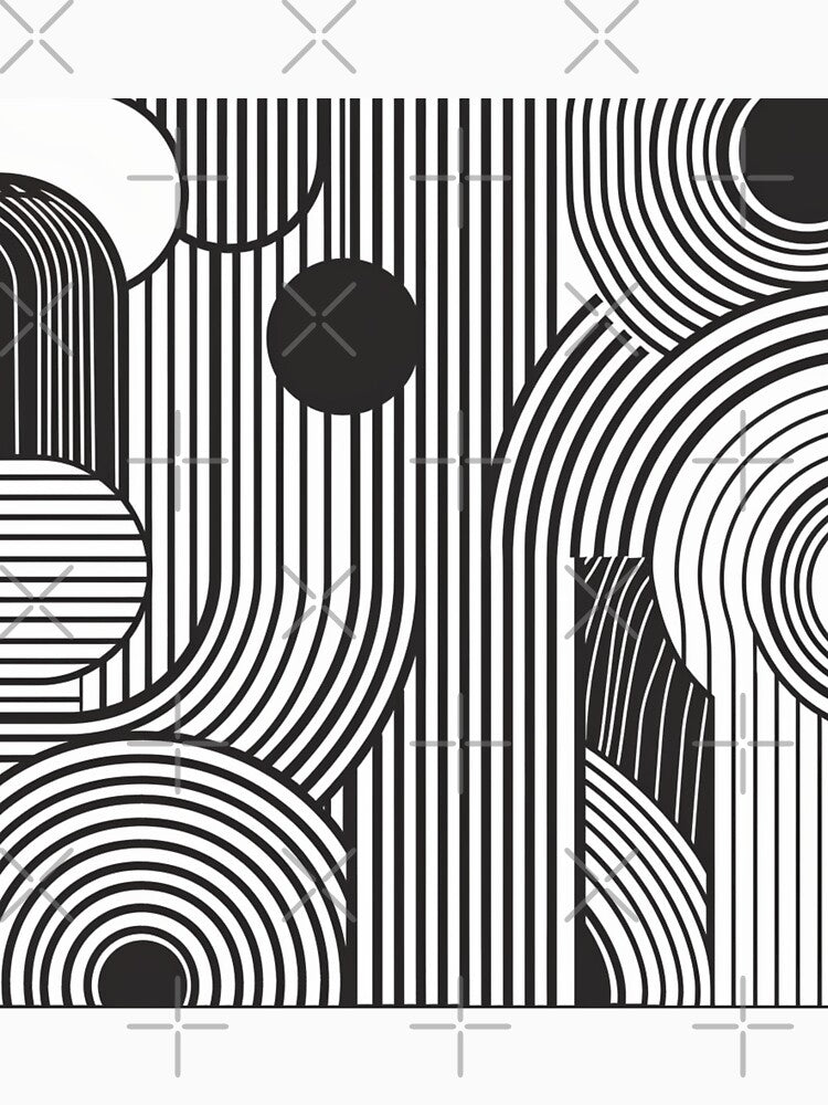 Mid-Century Style Line Art Modern 60s Black and White Curves by GrinGalore