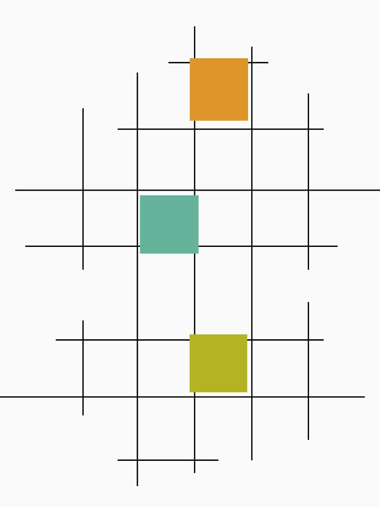 Turquise Green and Orange Squares and Lines by Orchard Berry
