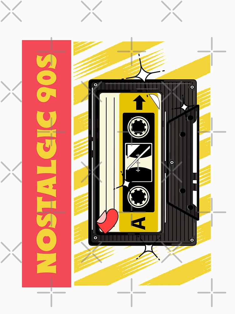 Nostalgic 90s Artwork with Classic Cassette Tape Illustration by deepakrode7 Unisex , , , Long Sleeve Tee